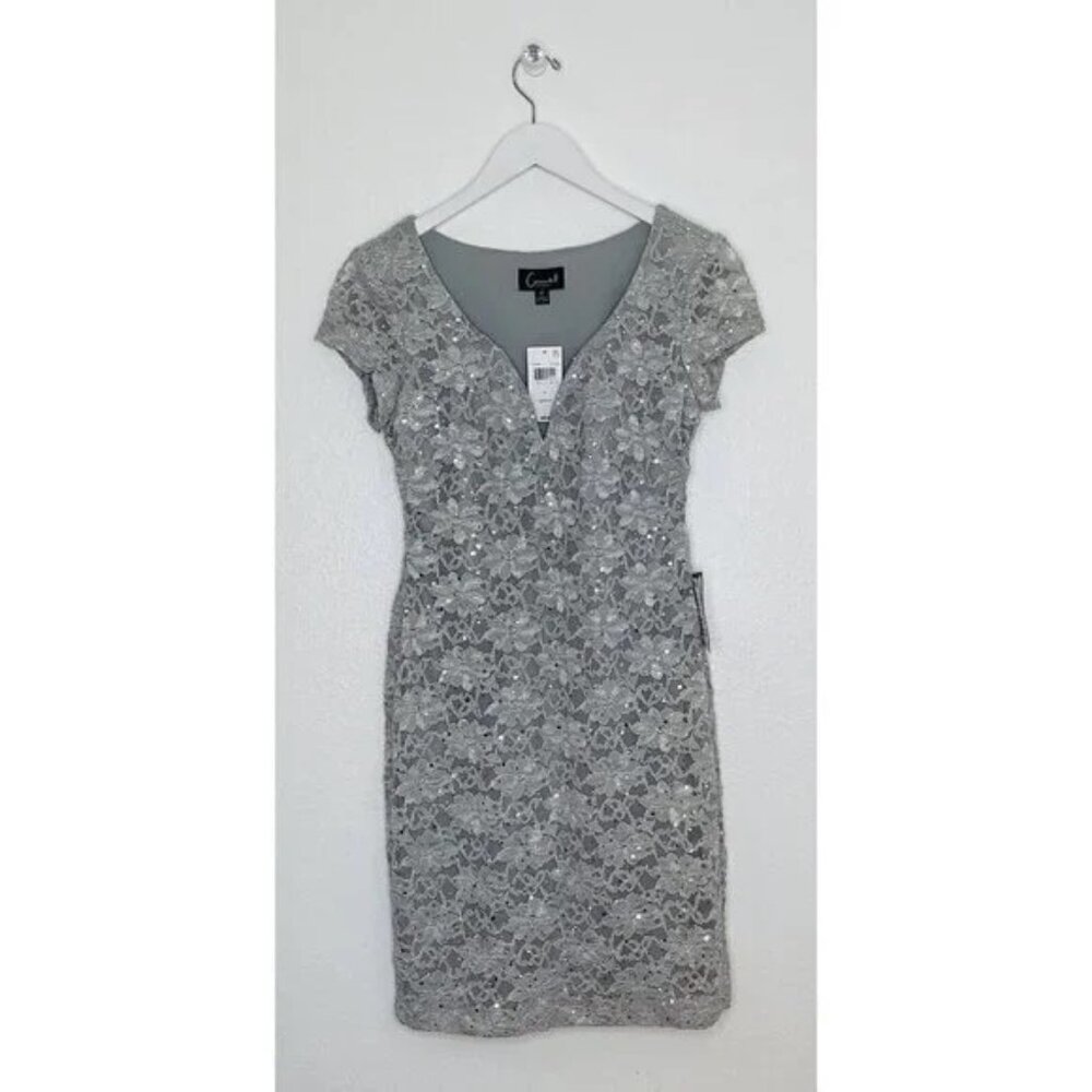 Silver Sequin Cocktail Party Dress Size 4P Connected Apparel NWT